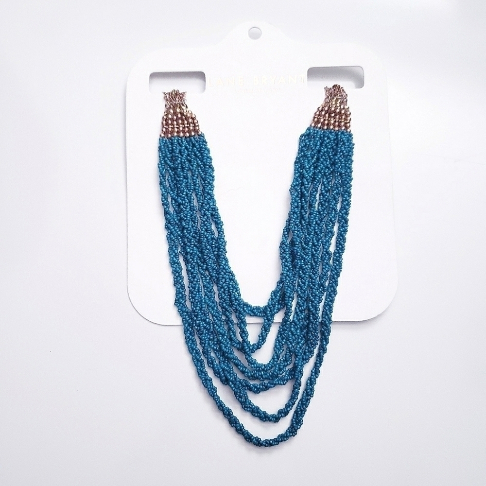 Lane Bryant Blue Multi Strand Beaded Necklace